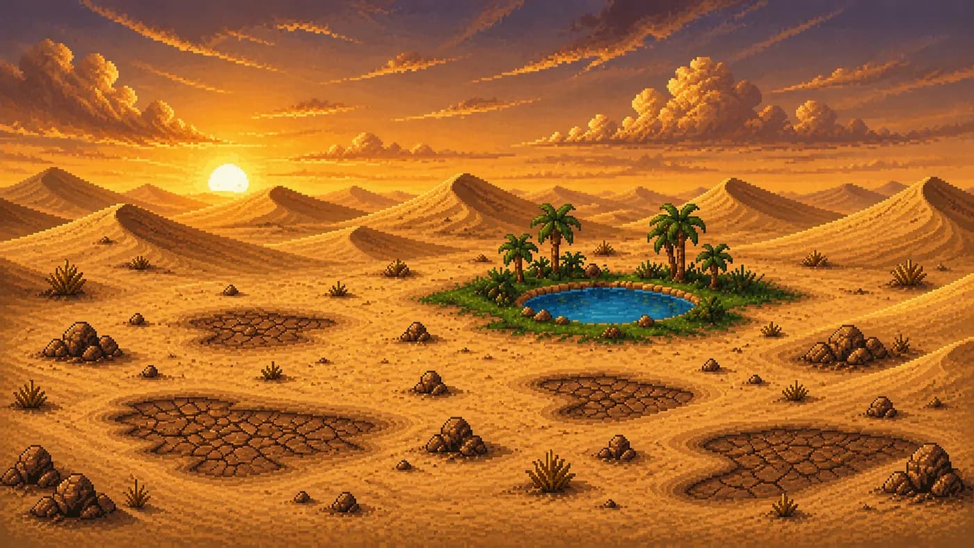 Deserto, um dos locais do PixelRealm