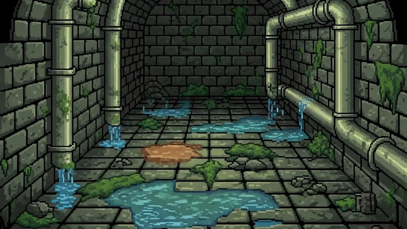 Esgoto, um dos locais do PixelRealm