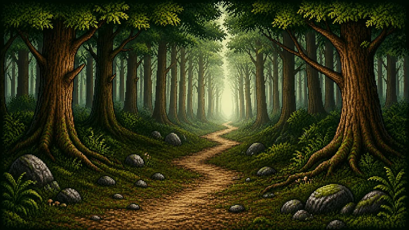Floresta, um dos locais do PixelRealm