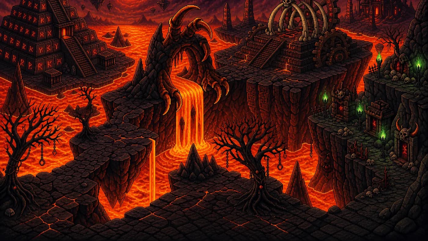 Inferno, um dos locais do PixelRealm